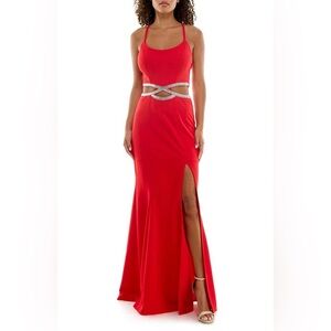 - Speechless Red Spaghetti Strap cut out  evening Gown maxi prom grad